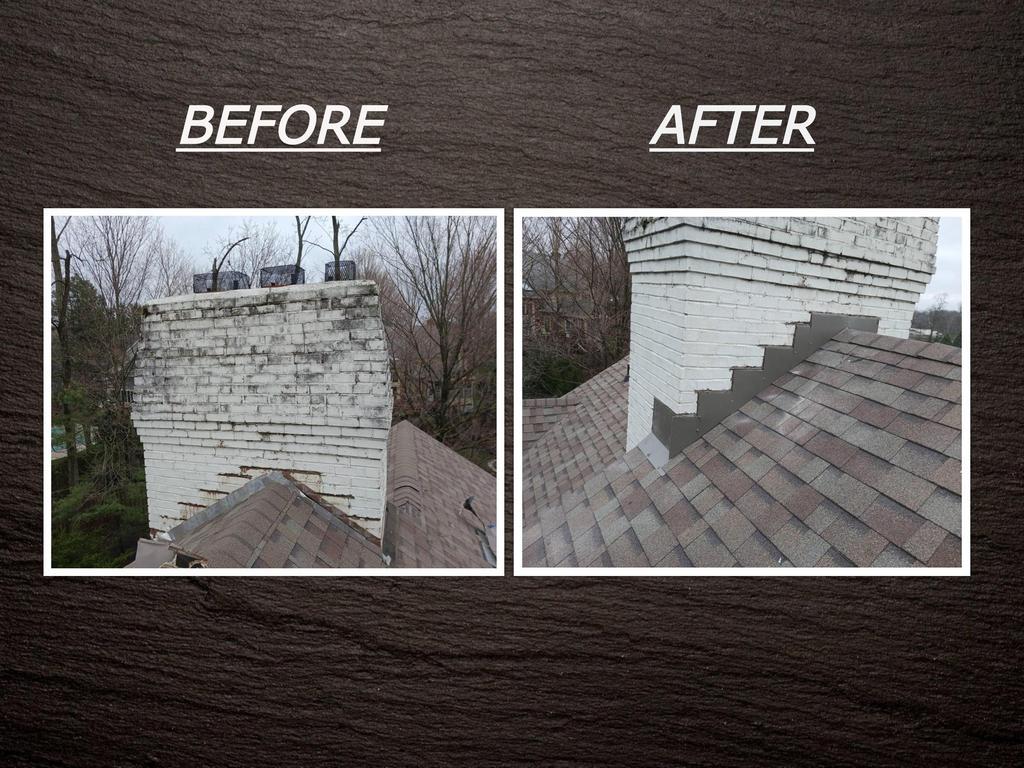 Before and after chimney roof inspection in Carmel, IN